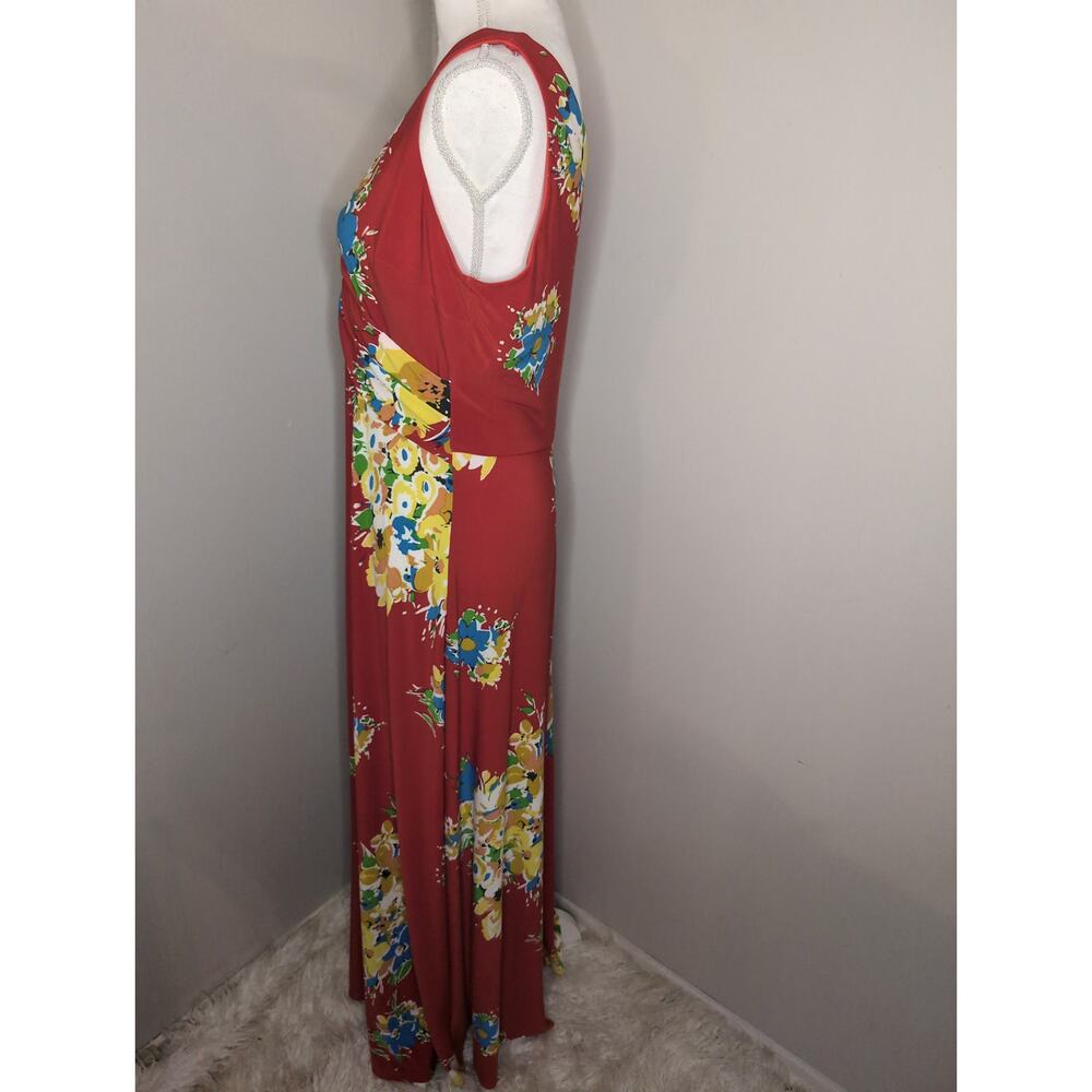Lauren by Ralph Lauren Georgette floral jersey v neck maxi wrap dress 12 - Picture 3 of 9